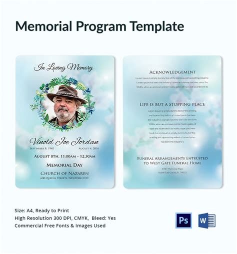 14 Memorial Program Templates Free Word Pdf Psd Documents Download