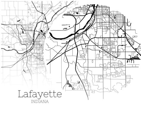 Lafayette Map Instant Download Lafayette Indiana City Map Etsy