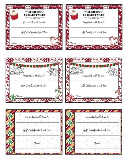 Free Printable Christmas Gift Certificates Designs