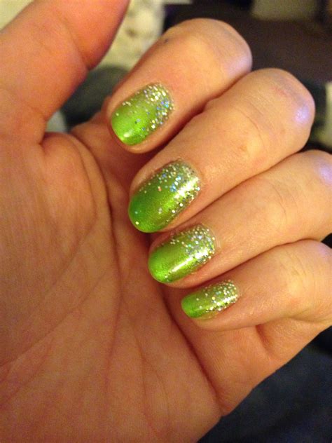 Glitter And Lime Gelish Nails Nail Art Nails