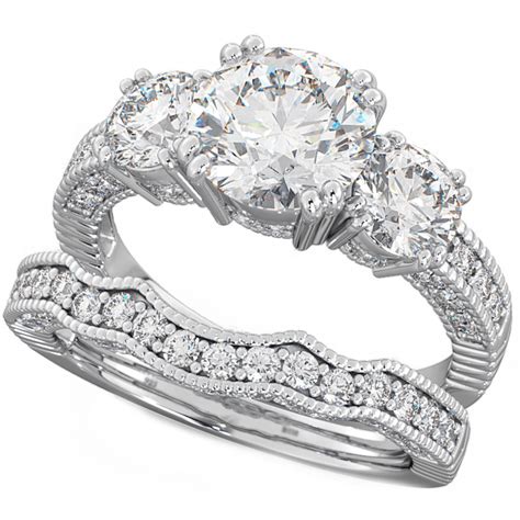 Perfect Match 3 Stones Cubic Zirconia Ring Set