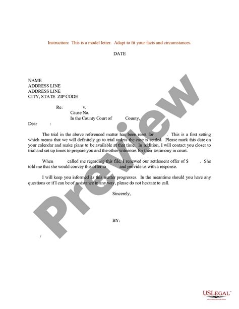 Sample Letter For Date Of Trial Trial Court Date Us Legal Forms