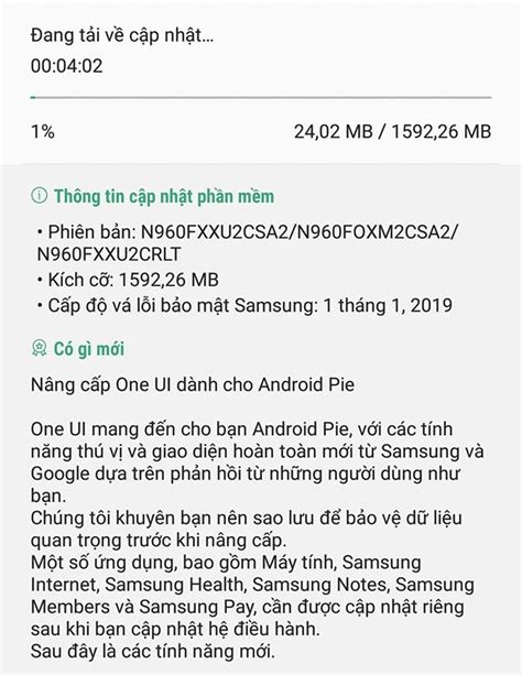 Galaxy Note9 Việt Nam Xxv Chính Thức Có Cập Nhật Android 9 Pie One Ui