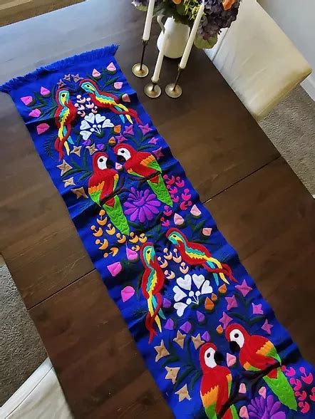 Table Runners Hand Embroidery Handmade Mexican Textile Arte De Mi