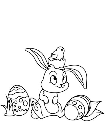 Take a look at the titles of the free easter coloring pages at free coloring pages, and it's easy to pick out the coloring sheets that feature the easter bunny.there's a happy bunny, a bunny on an egg, a girl hugging a bunny, a bunny in a top hat, and more. Cute Easter Bunny and Chick coloring page | Free Printable ...
