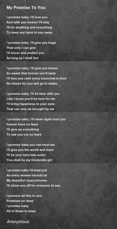 My Promise To You Poem By Anonymous Poem Hunter