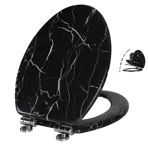 Angel Shield Marble Toilet Seat Durable Molded Wood With Quiet Close Easy Clean Quick Release