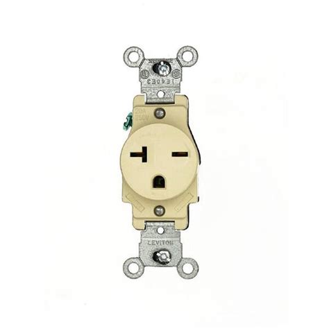 Leviton 20 Amp Commercial Grade Grounding Single Outlet Ivory 5823 I