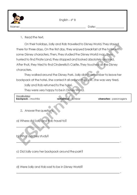 Past Simple Text For Reading Comprehension Esl Worksheet By Ziza