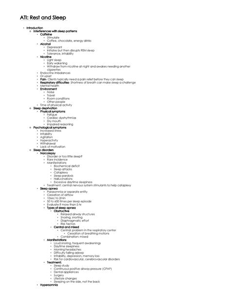 ATI rest and sleep - ATI wellness modules - ATI: Rest and Sleep