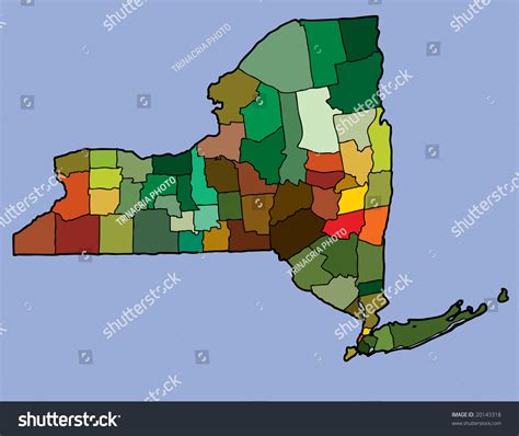 Illustration New York State Map Showing Vetor Stock Livre De Direitos