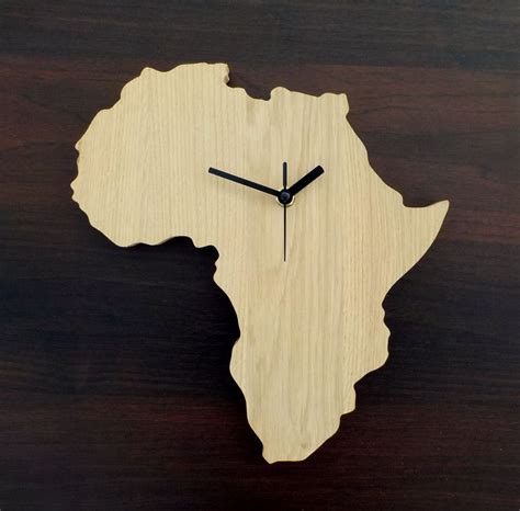 Africa Wood Clock Oak Clock Clock Wall Wood Wall Clock Etsy Wood
