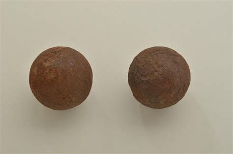 Lot Of 2 Small Iron Cannon Balls Each Approx 2 In Diameter Appear