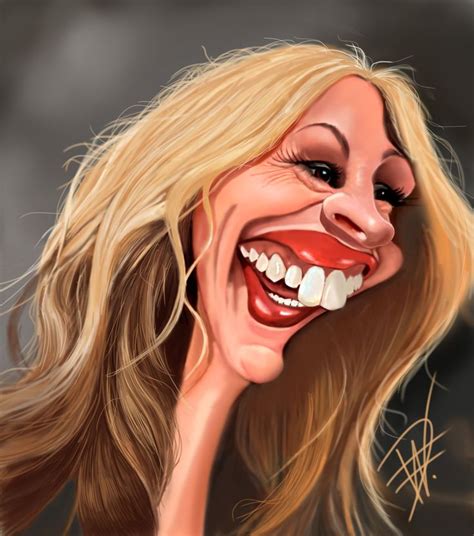 A Caricature Painting Of A Smiling Blonde Woman