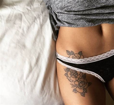Three Roses On Mansi S Right Thigh Thigh Tattoos Women Hip Tattoo