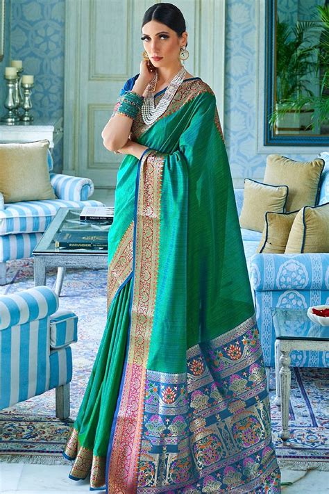Buy Green Silk Saree Online Like A Diva