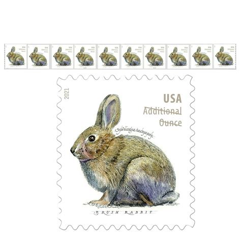 Brush Rabbit Additional Ounce Usps Forever Postage Stamps Strip Of 10