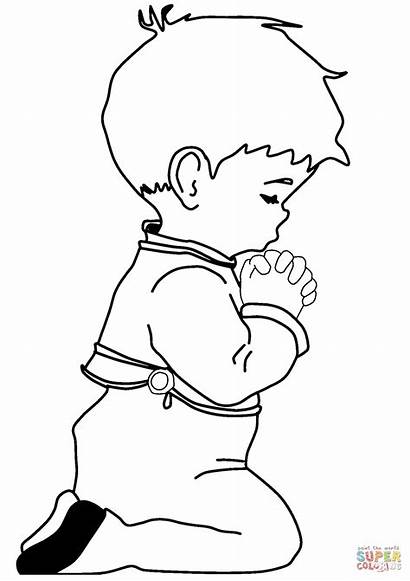 Praying Coloring Boy Drawing Person Pages Orando