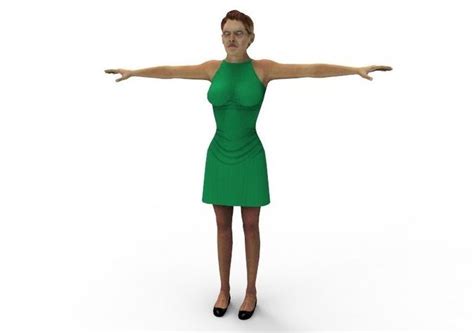 3d Model Green Dress Mature Fbx Chracter Mom Mature Vr Ar Low Poly Rigged Cgtrader