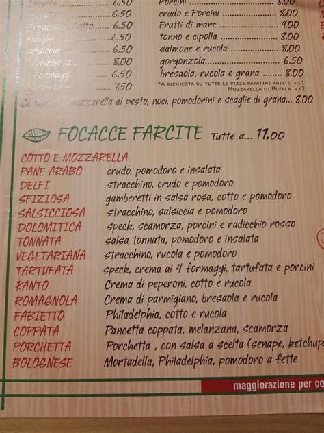 Menu Da Pinseria Romana Da Fabietto Pizzeria Marina Di Massa