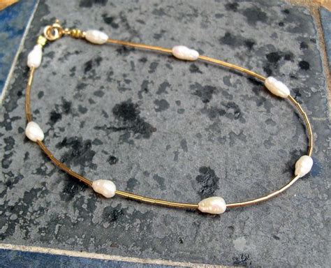 Freshwater Pearls And 14kt Gold Filled Heishi Ankle By Wiregems Anklet