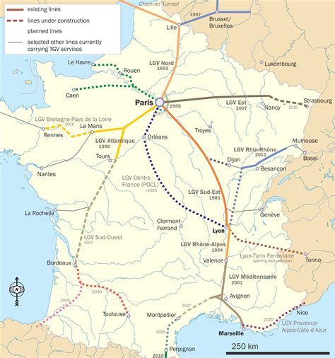 Tgv Routes France Map Map Of France Tgv Routes Wester
