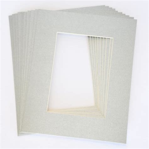 Pack Of 10 Gray 11x14 Picture Mats Matting With White Core Bevel Cut