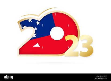 Year 2023 With Samoa Flag Pattern Vector Illustration Stock Vector