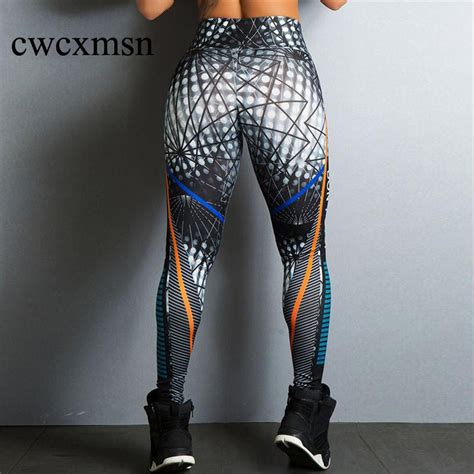 Printed Fitness Women Leggings Elastic High Waist Sporting Leggings Skinny Long Pants Slim