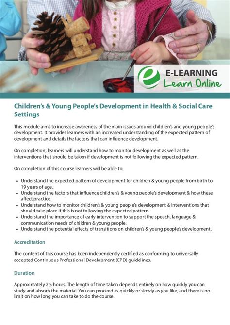 Childrens And Young Peoples Development In Health And Social Care Settings