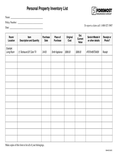 Personal Belongings Inventory List 2020 2021 Fill And Sign Printable