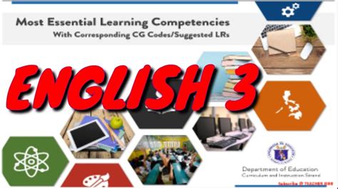 MELC S In ENGLISH 3 Most Essential Learning Competencies YouTube