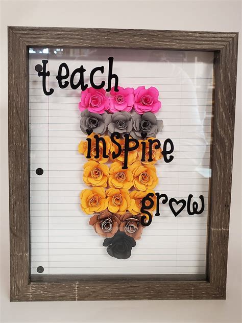 Teach Inspire Grow | Etsy | Flower shadow box, Diy teacher gifts