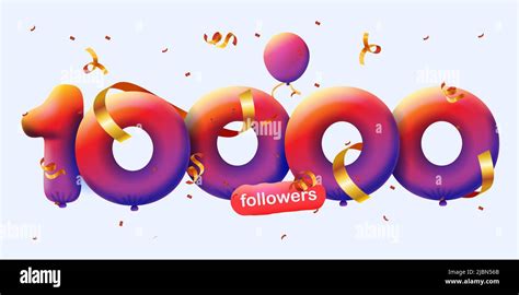Banner With 10k Followers Thank You In Form Of 3d Red Balloons And