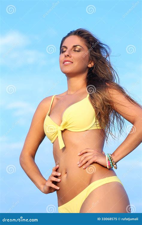 Muchacha Hermosa En Bikini En Una Playa Imagen De Archivo Imagen De Persona Coastline 33068575