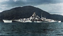 German battleship Tirpitz in Kåfjord, Norway, July 1942 [3860x2180] : r ...