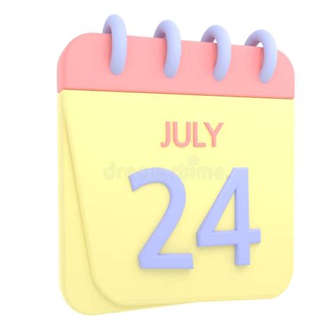 24th July 3d Calendar Icon Stock Illustration Illustration Of Year