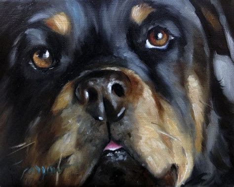 Original Rottweiler Dog Portrait Pet Art Great T For The Etsy