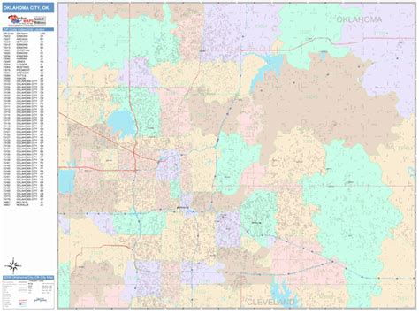 Oklahoma City Oklahoma Wall Map Color Cast Style By Marketmaps Mapsales