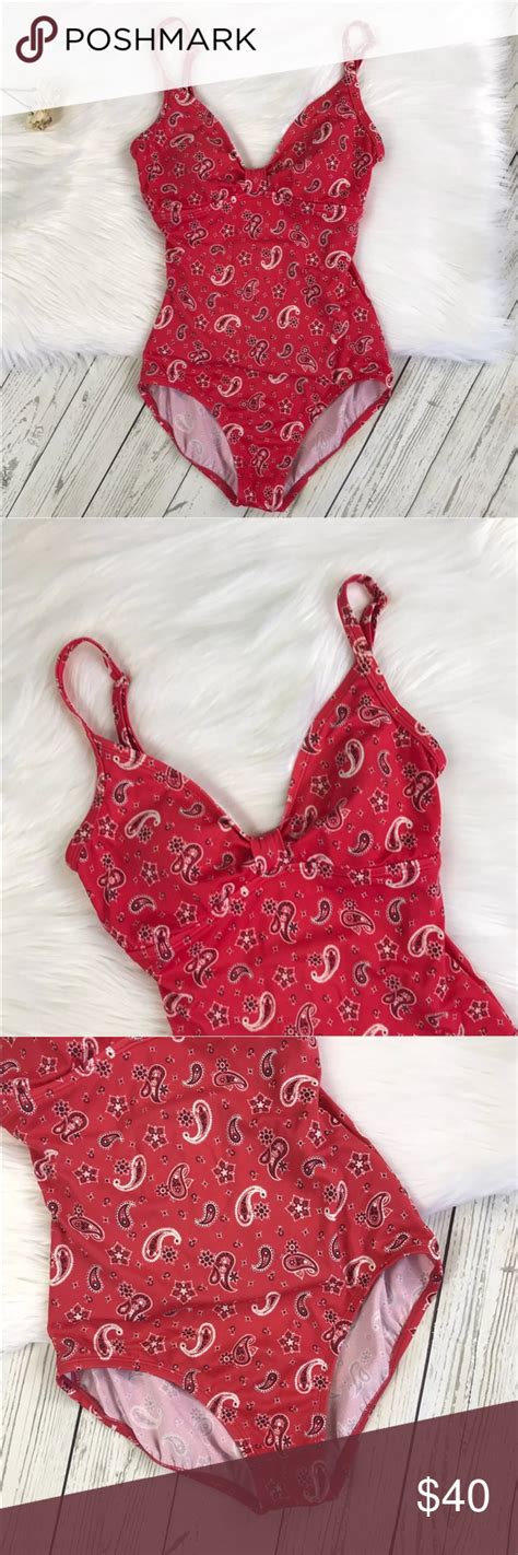 Vintage Jantzen Bandana Red Print Swim Suit Printed Swim Clothes Design Swimsuits