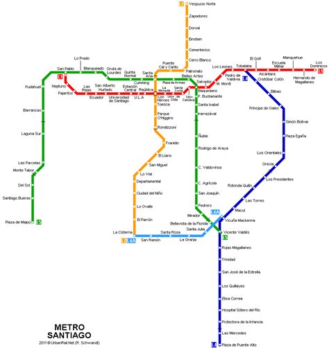 Santiago Subway Map For Download Metro In Santiago High Resolution Map Of Underground Network