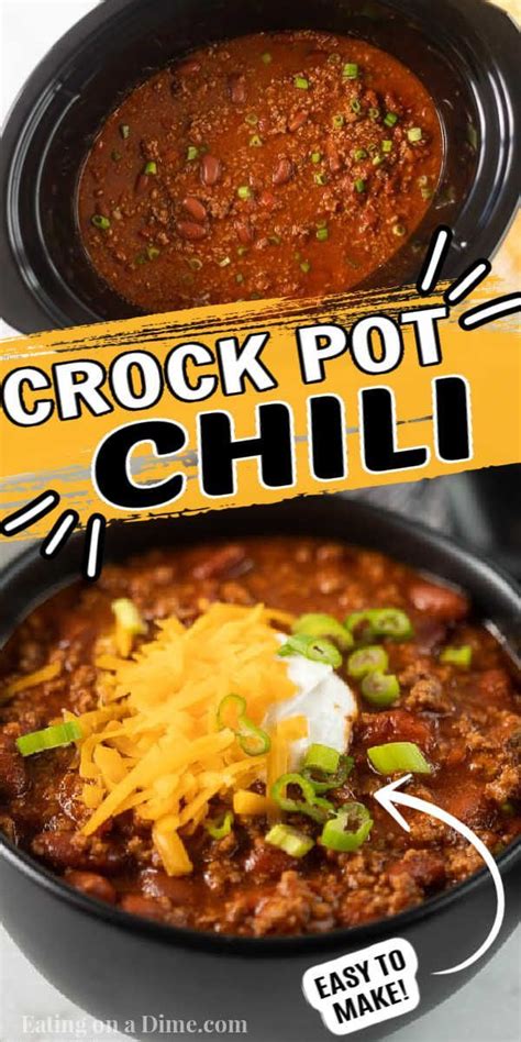 The Crock Pot Chili Recipe Is Shown In Two Different Bowls