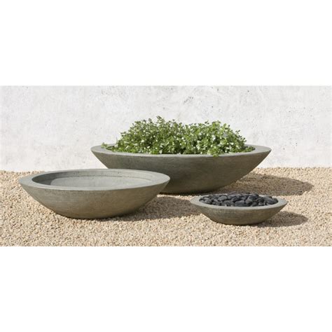 Cast Stone Low Zen Bowl Planters Medium Kinsey Garden Decor