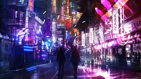 Anime Neon City Wallpapers Top Free Anime Neon City Backgrounds Wallpaperaccess
