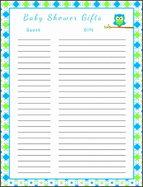 With these great games, your shower guests will feel relaxed and happy to be. 10 Gift List Template - SampleTemplatess - SampleTemplatess