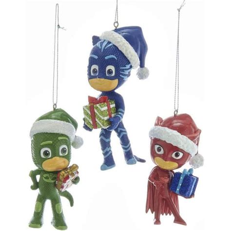 Kurt S Adler Holiday Decorative Pj Masks Santa Hats Tree Ornament Set