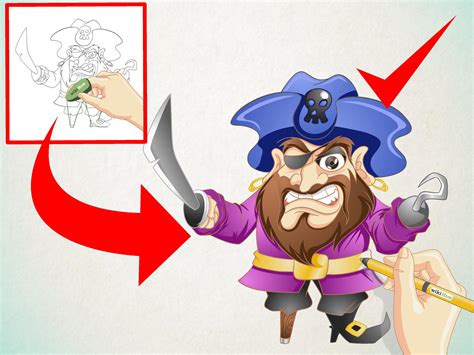 Draw its big face and stomach which makes it look cute also. How to Draw a Cartoon Pirate: 13 Steps (with Pictures ...