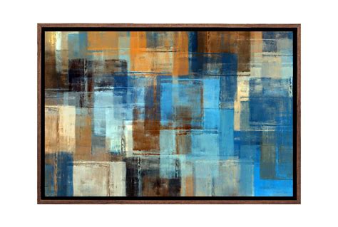 Buy Brown And Blue Abstract Canvas Wall Art Print Online