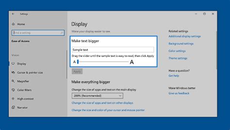 Промяна на размера на текст в Windows 10