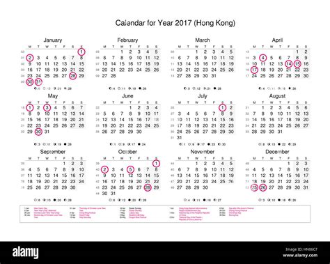 Calendar Of Year 2017 With Public Holidays And Bank Holidays For Hong